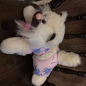 Tonka Pound Puppies Purries white Cat Plush Kitty 12" with pink palm outfit